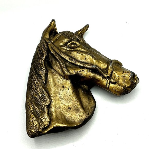Solid Brass Horse Head Belt Buckle Western Style Vintage Accessory - Picture 3 of 6
